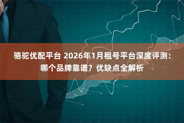 骆驼优配平台 2026年1月租号平台深度评测：哪个品牌靠谱？优缺点全解析