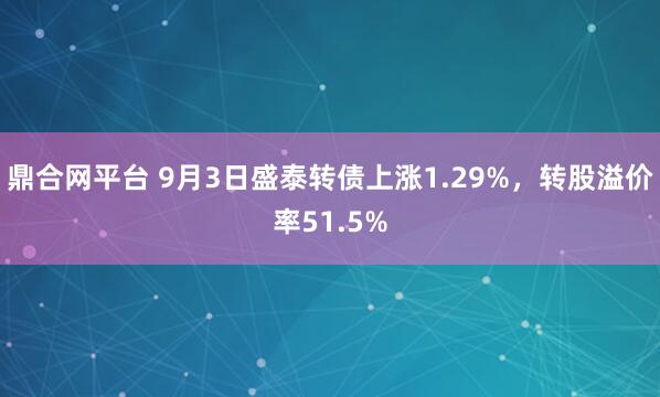 鼎合网平台 9月3日盛泰转债上涨1.29%,转股溢价率51.5%